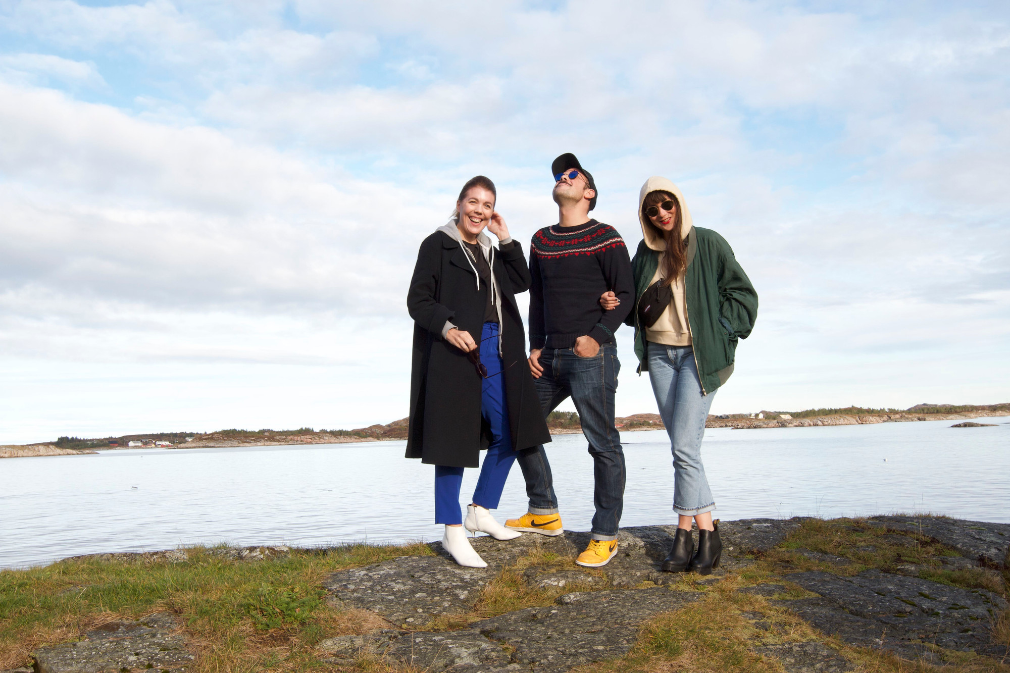 Agnés Violau, Leo Marin and Aurélie Faure arriving at Håholmen in 2019, as the winners of our first Open Call with C-E-A in 2019. Photo: Kobie Nel.
