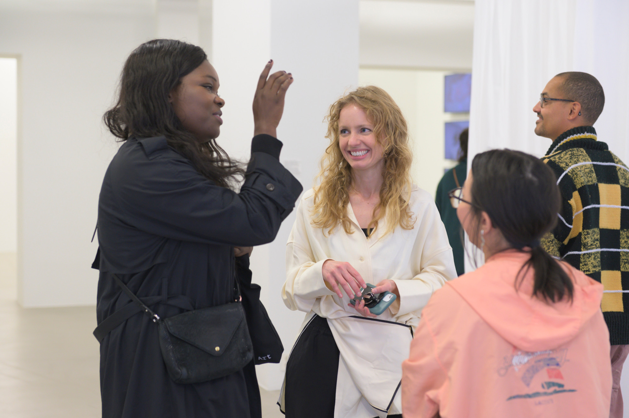 Guslagie Malanda from CEA, Stefanie Hessler, Katrine Elise Agpalaza Pedersen and Carl Martin Rosenkilde Faurby at Kunsthall Trondheim in 2021.