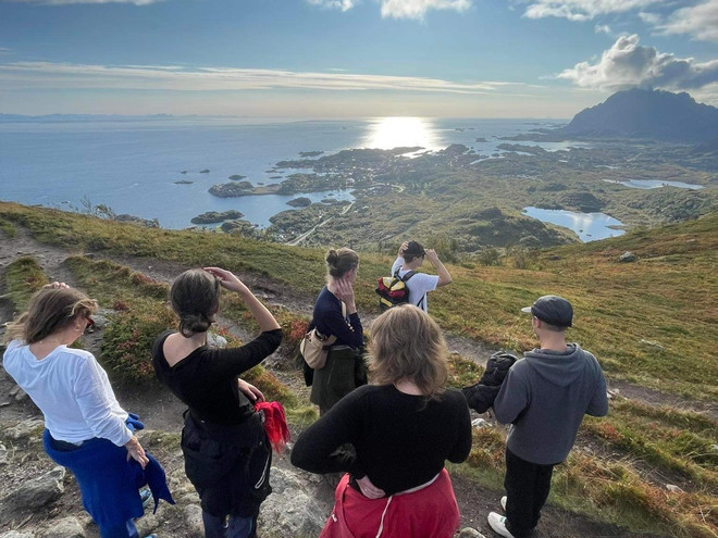 Hiking in Lofoten with Elisabeth Færøy, 2023. Photo Valentinas Klimasauskas