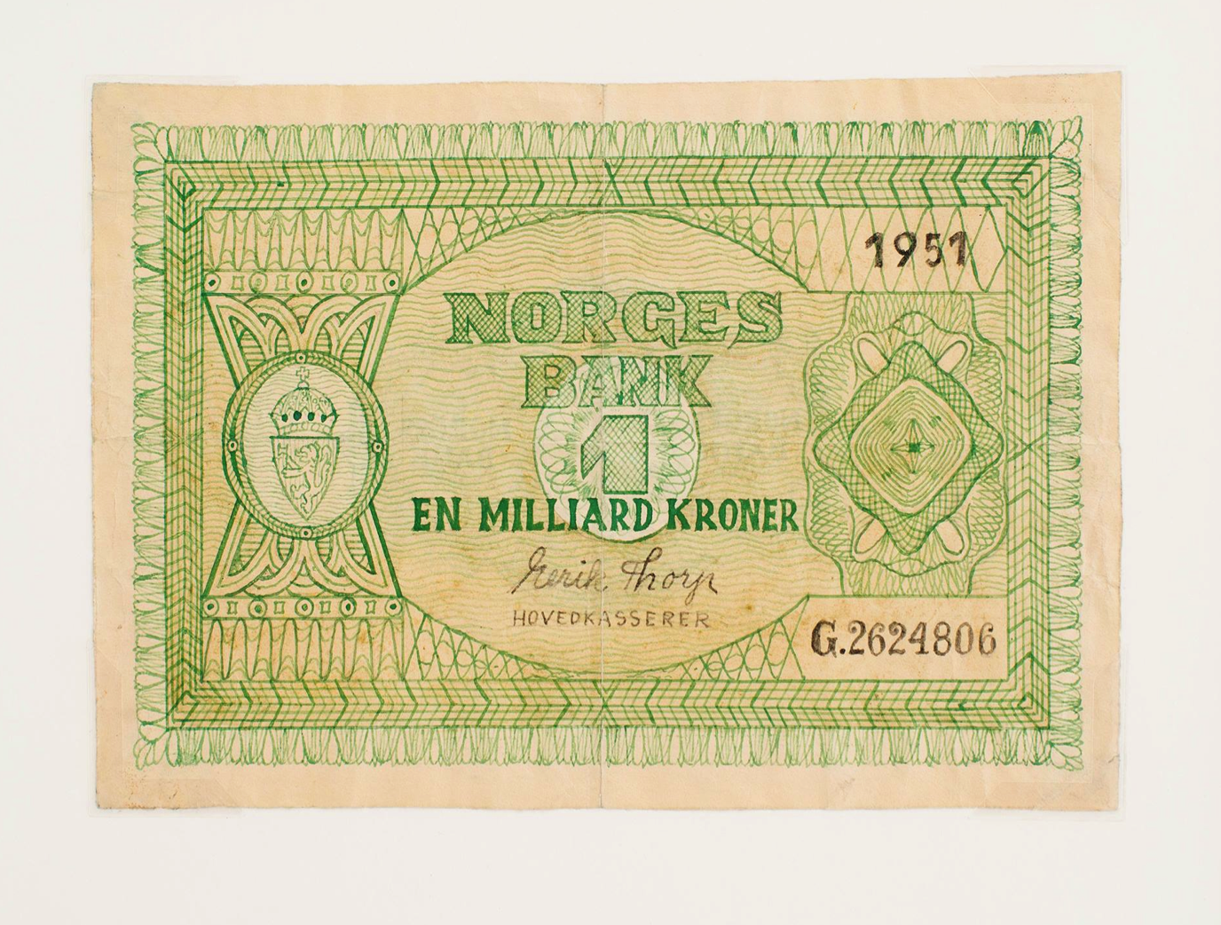The Selbu money: One Billion Kroner. Fake drawn bank notes from the 1950´s kept at the Norwegian National Museum of Justice.