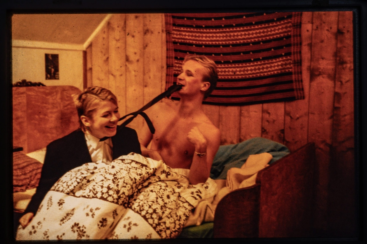 Kjetil Berge og Göran Ohldieck, censored image from MASKS, 1982