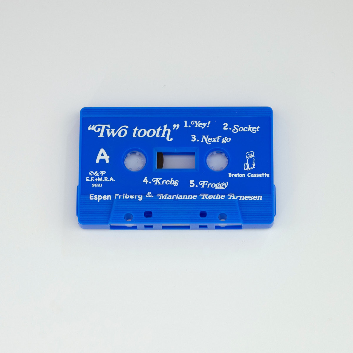 The release contains a blue cassette with print housed in a red transparent case together with unique hand painted collages in a transparent envelope.