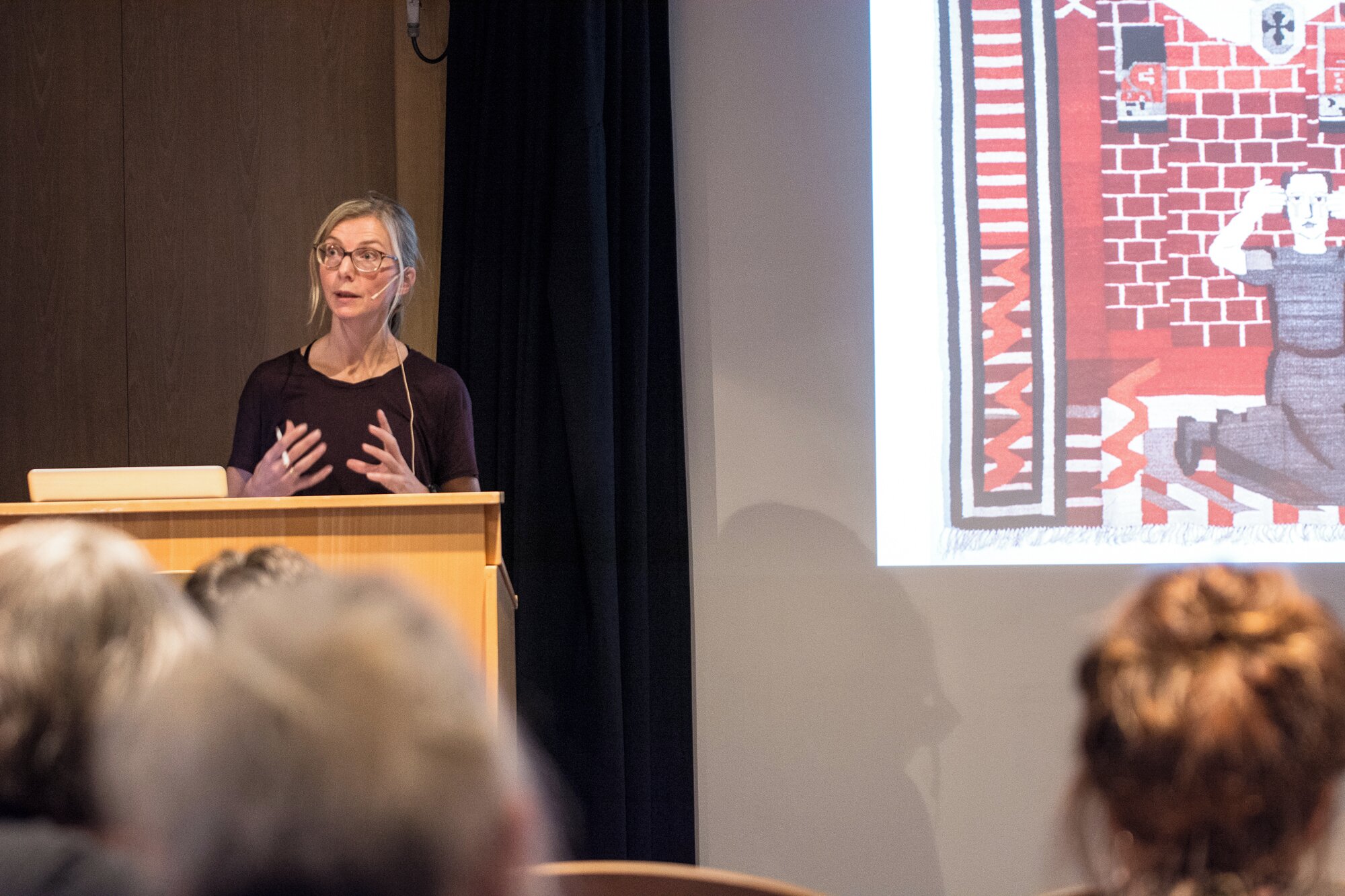 Outrage in Order. Lecture about Hannah Ryggen by Marit Paasche. Photo. Laimonas Puisys