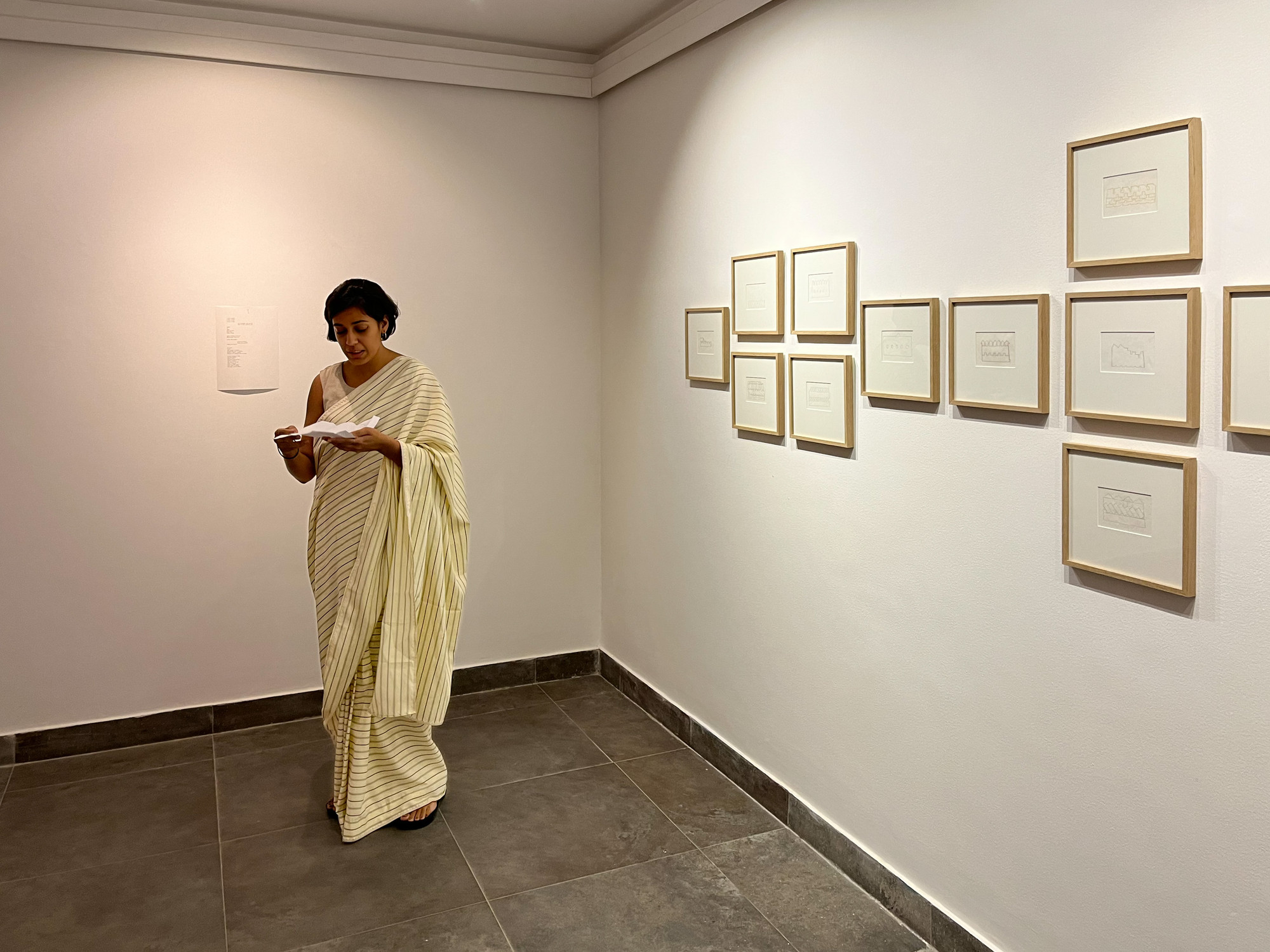 Drawings on mellomleggs acid free paper, archival mount, Sweet Dreams exhibition, Karachi, Pakistan, 2022. 