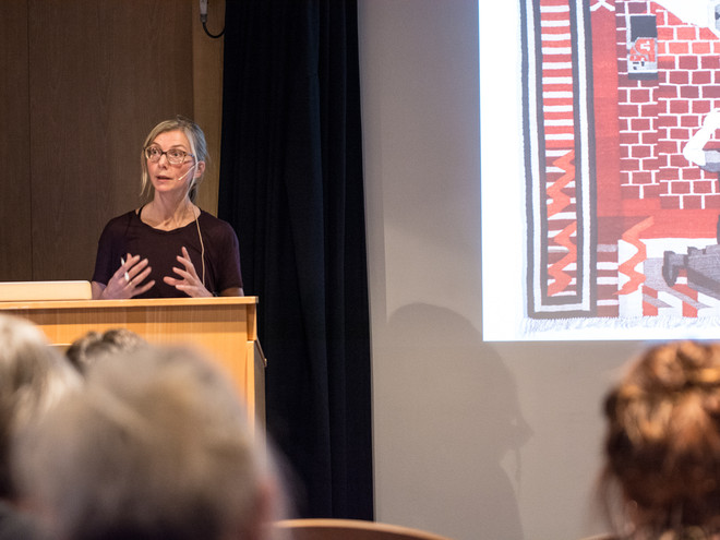 Outrage in Order. Lecture about Hannah Ryggen by Marit Paasche. Photo. Laimonas Puisys
