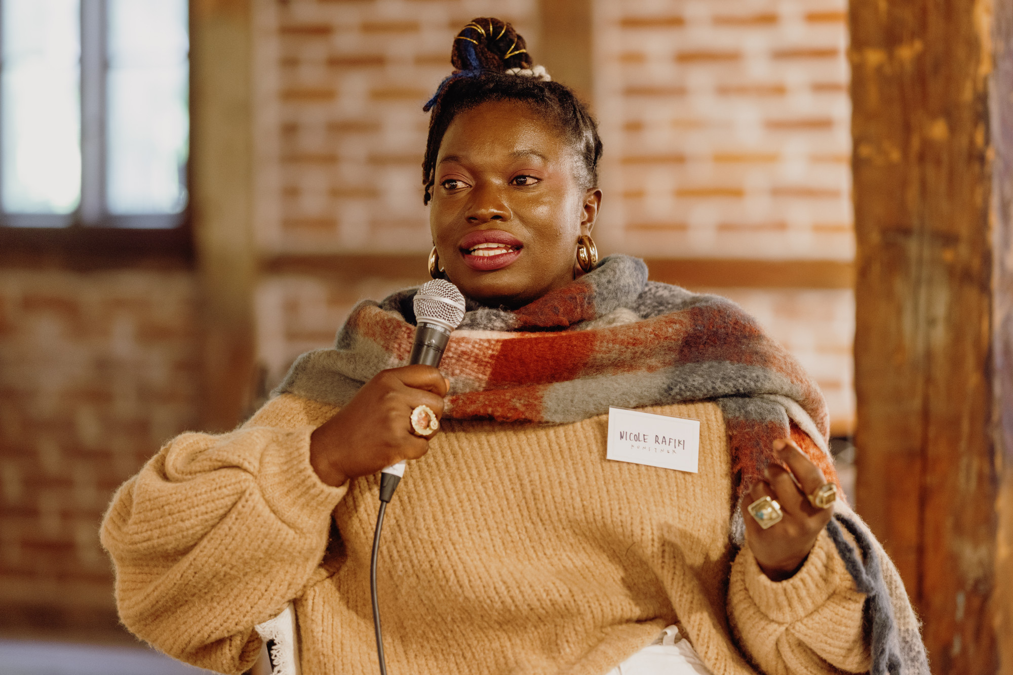 Nicole Rafiki in conversation at Lavetthuset at Hovedøya, 2020.