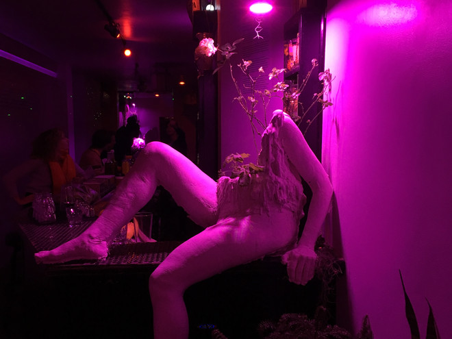 Emmenagogue Garden. This exhibition addresses the lost
female knowledge of contraceptive and
abortive herbs. At a critical time when
women’s rights are under attack we
revisit the history and actuality of
natural information sharing and female
reproductive autonomy. A collaboration
with Juliana Cerqueira Leite. Beverly’s NYC, 2018