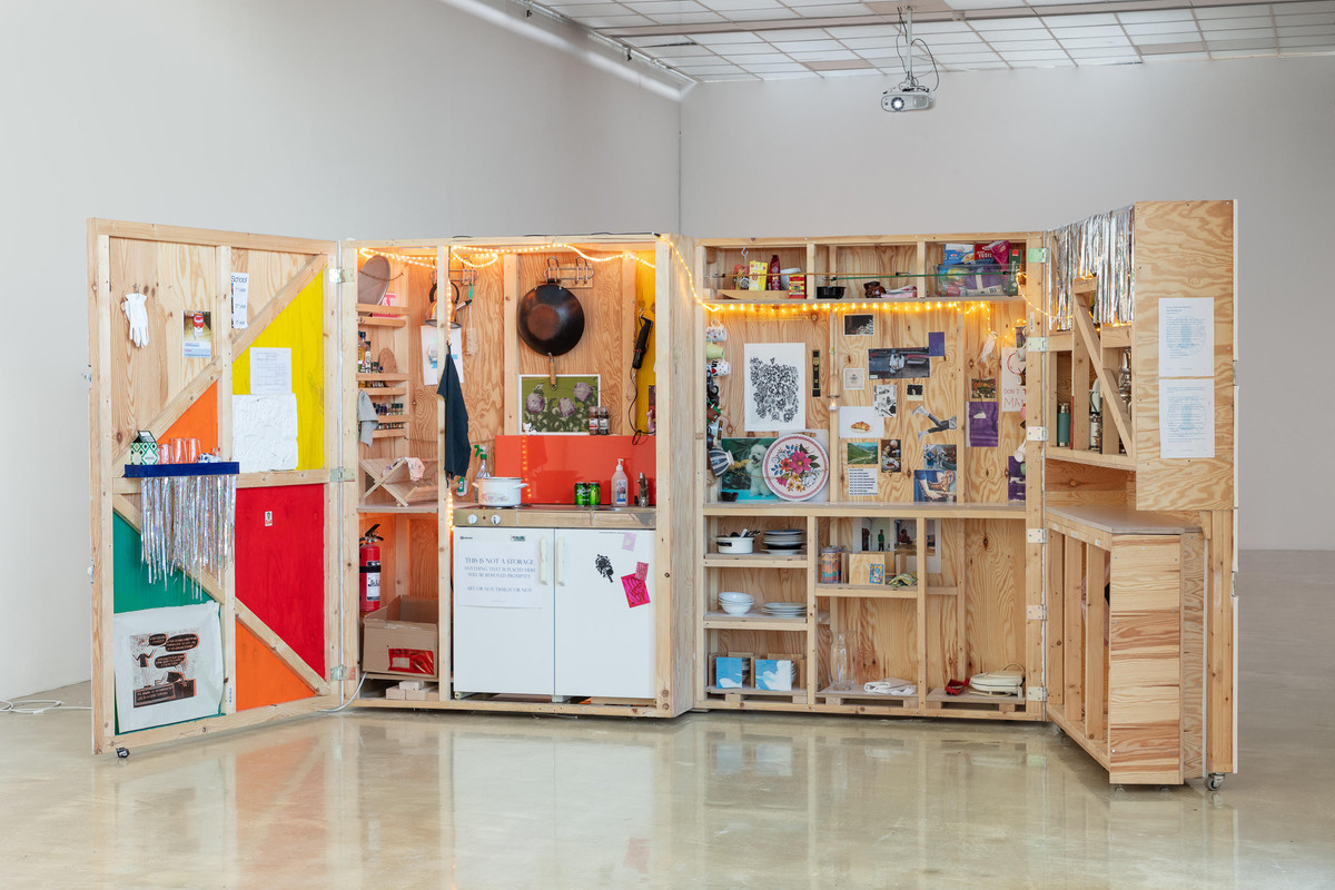 A fully functional kitchen, built as scenography by Sveinung Rudjord Unneland for Ane Hjort Guttus film Manifesto (2020) inspired by Joy Forum.