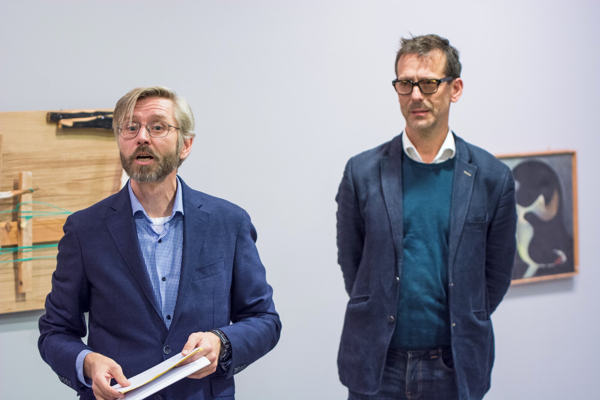 Director of NNKS, Svein Ingvoll Pedersen and curator Kjetil Berge. Photo: Laimonas Puisys. 