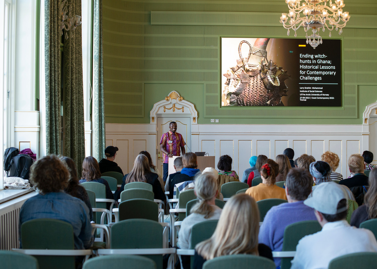 Larry Ibrahim Mohammed speaking during Coast 2022. Photo: Mihaly Stefanovicz