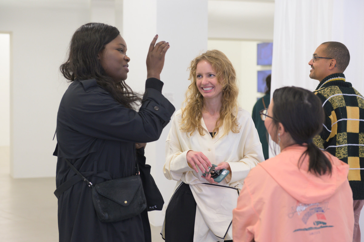 Guslagie Malanda from CEA, Stefanie Hessler, Katrine Elise Agpalaza Pedersen and Carl Martin Rosenkilde Faurby at Kunsthall Trondheim in 2021.