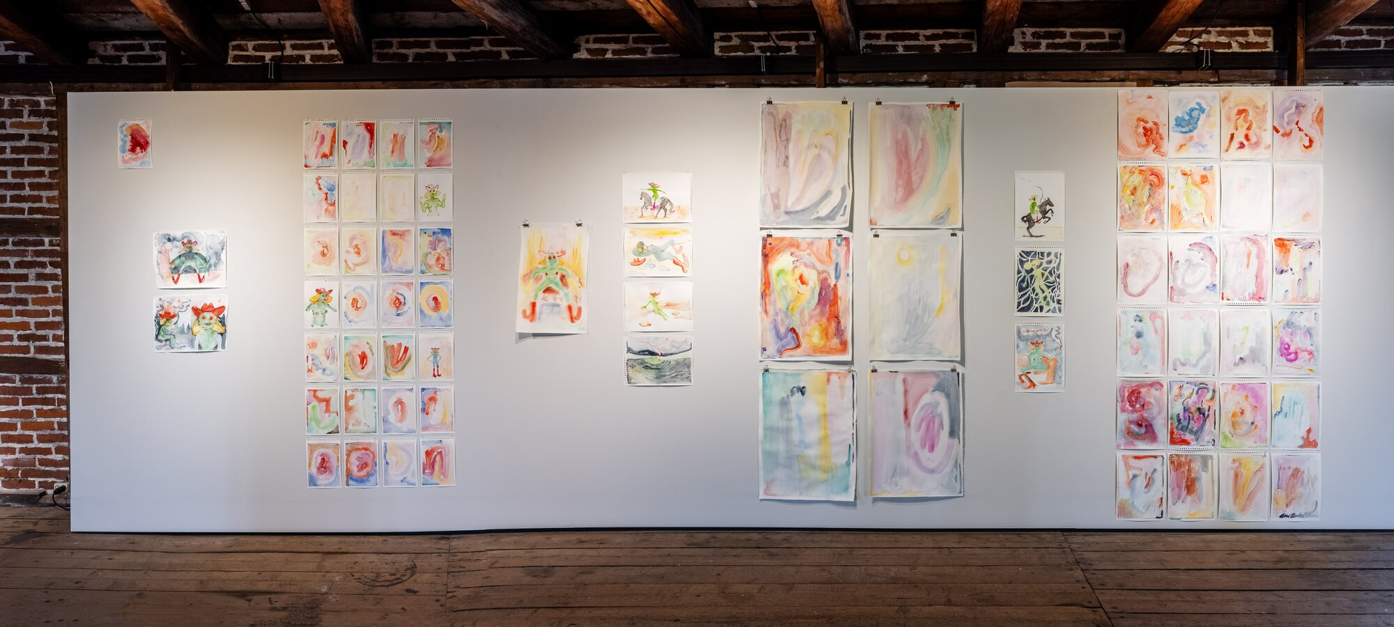 A series of paintings by Ane Barstad Solvang, commissioned by Coast Contemporary during Solvangs residency in advance of Constructing Structures. Photo Jan Khür, Coast Contemporary