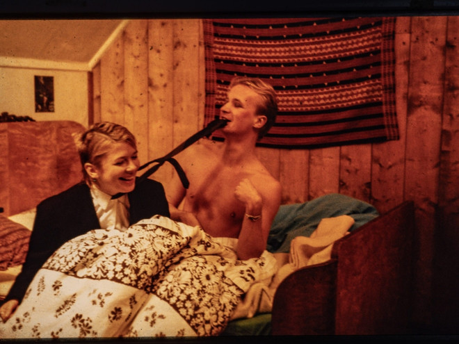 Kjetil Berge og Göran Ohldieck, censored image from MASKS, 1982