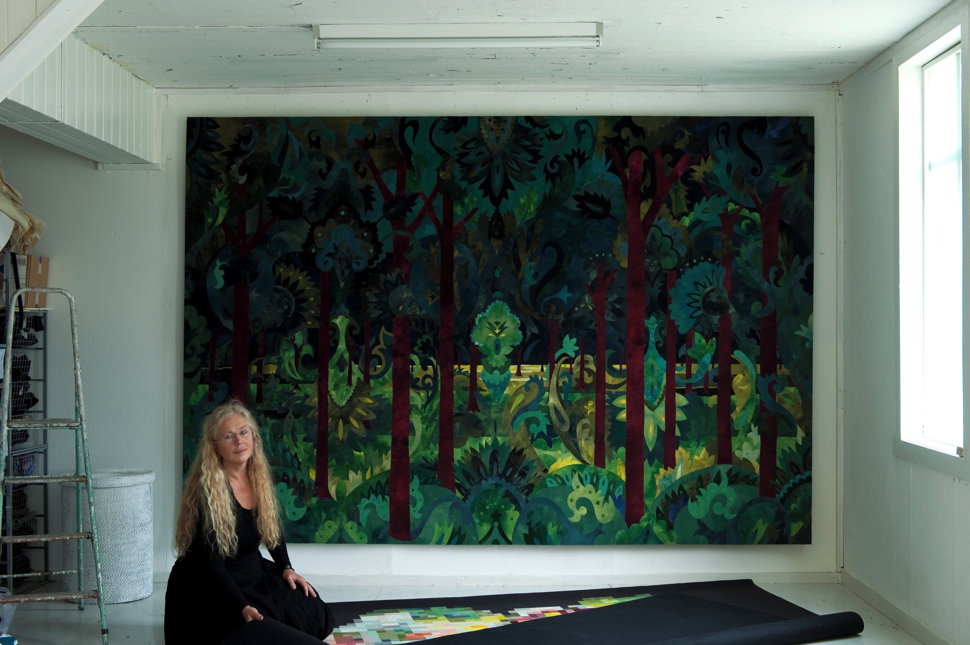 "The Forest" and Inger Johanne Rasmussen in her studio at Hovedøya.